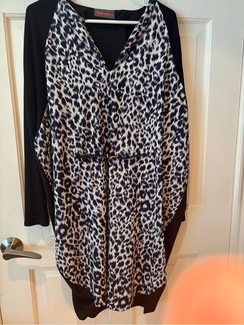 Dina Glass Black & White Leopard Designer Oversized Avant Garde Print Dress
